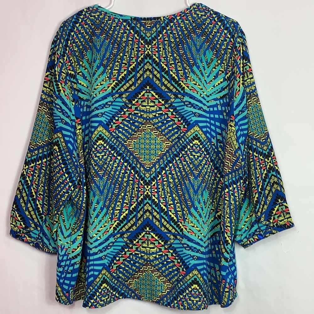 Peter Nygard Multi Color Abstract Print 3/4 Lengt… - image 3